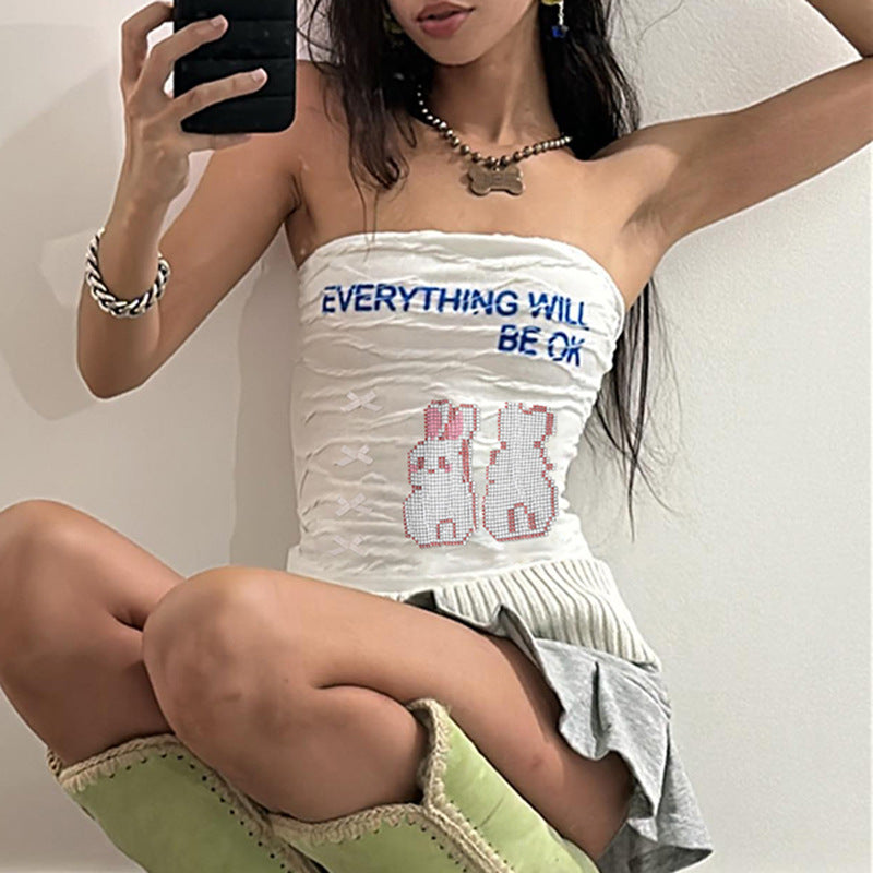 Women's Hot Girl Backless Slim Fit Printed Bow Vest