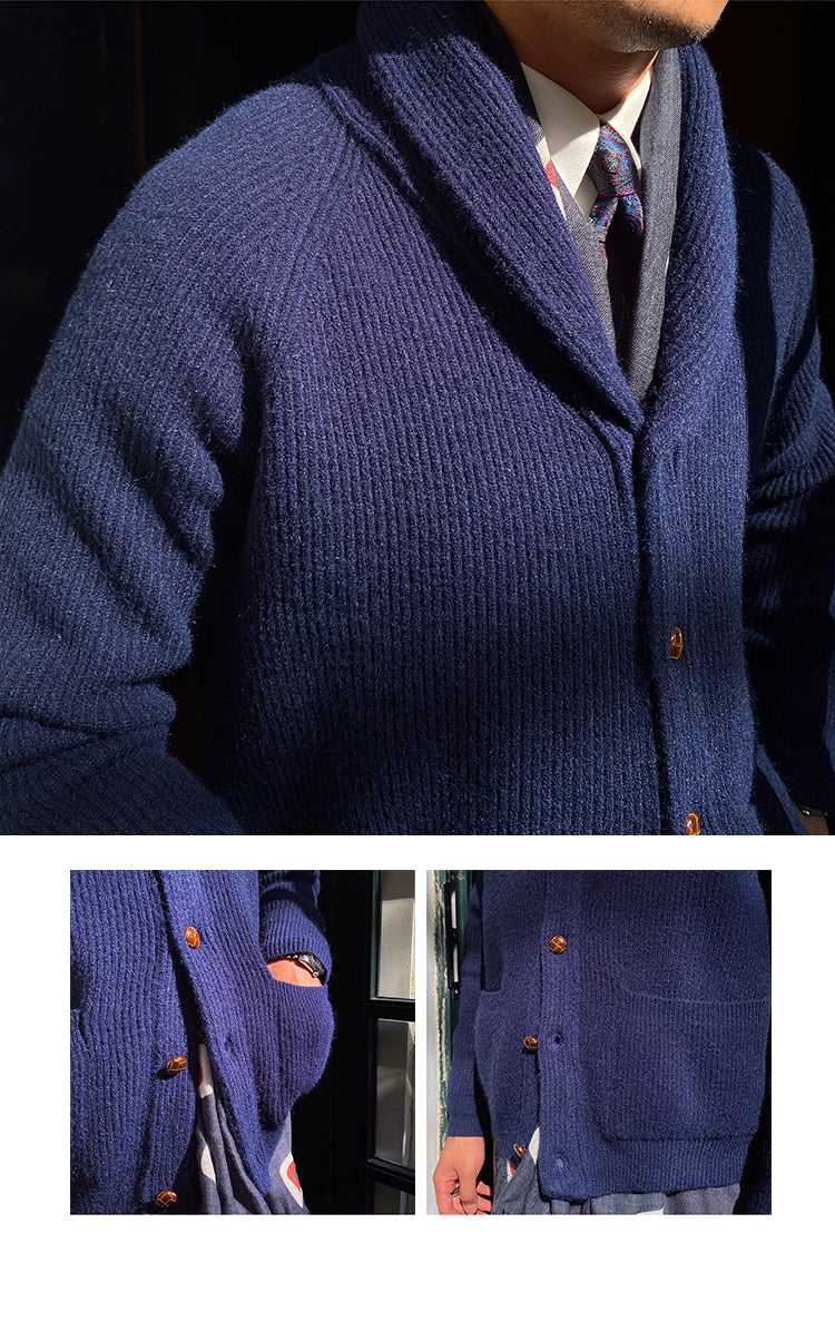 Tynd Vintage Strikket Cardigan til Mænd Retro