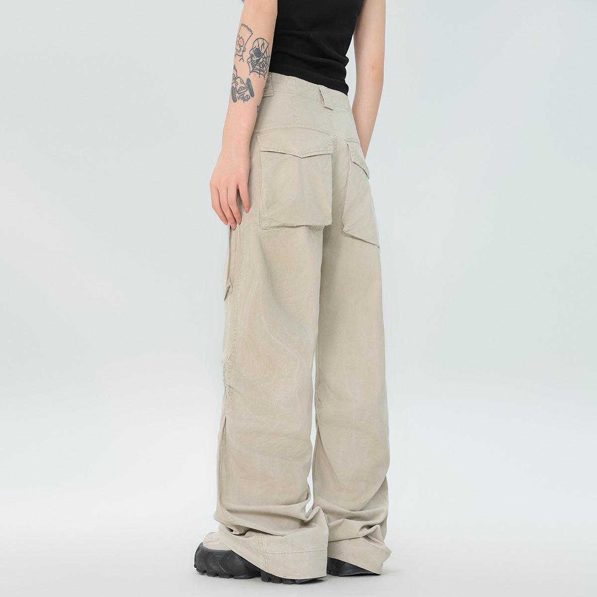 Retro Overalls American Fashion Brand Slim Fit Straight Cargo Pants