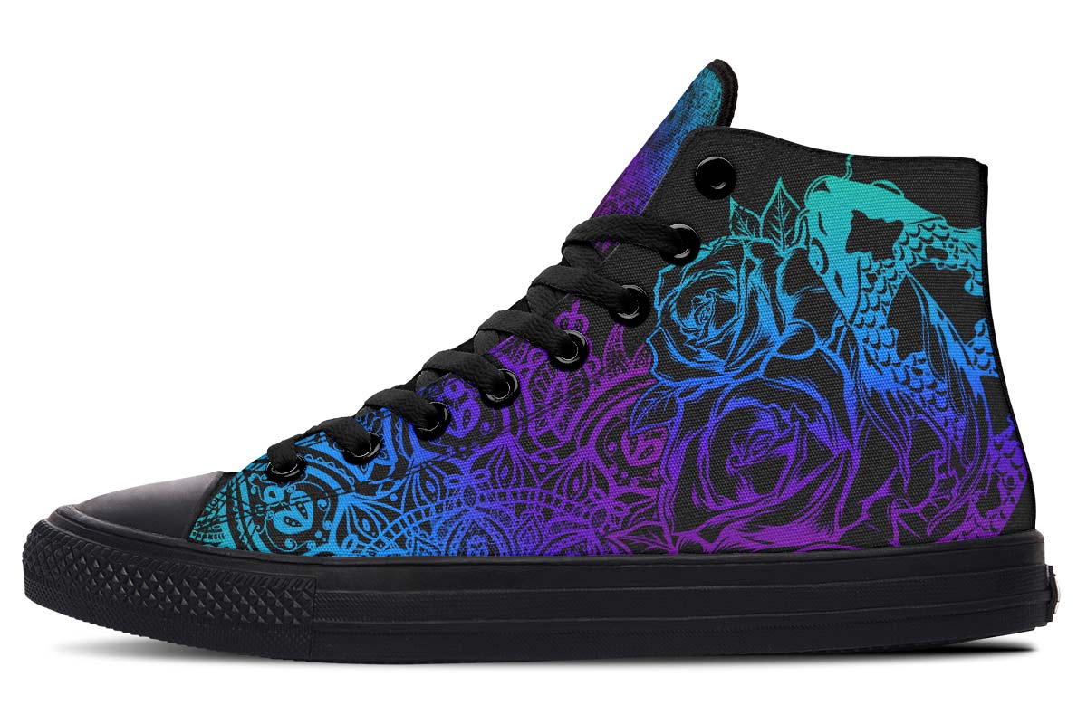 Men's And Women's Fashion Color Printing High-top Canvas Shoes