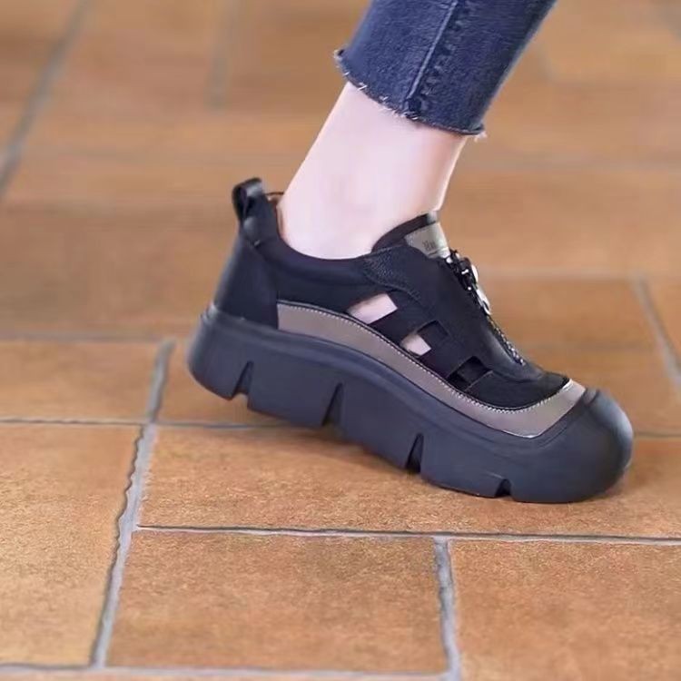 Kvinders sommer plateau-sandaler med udskæringer