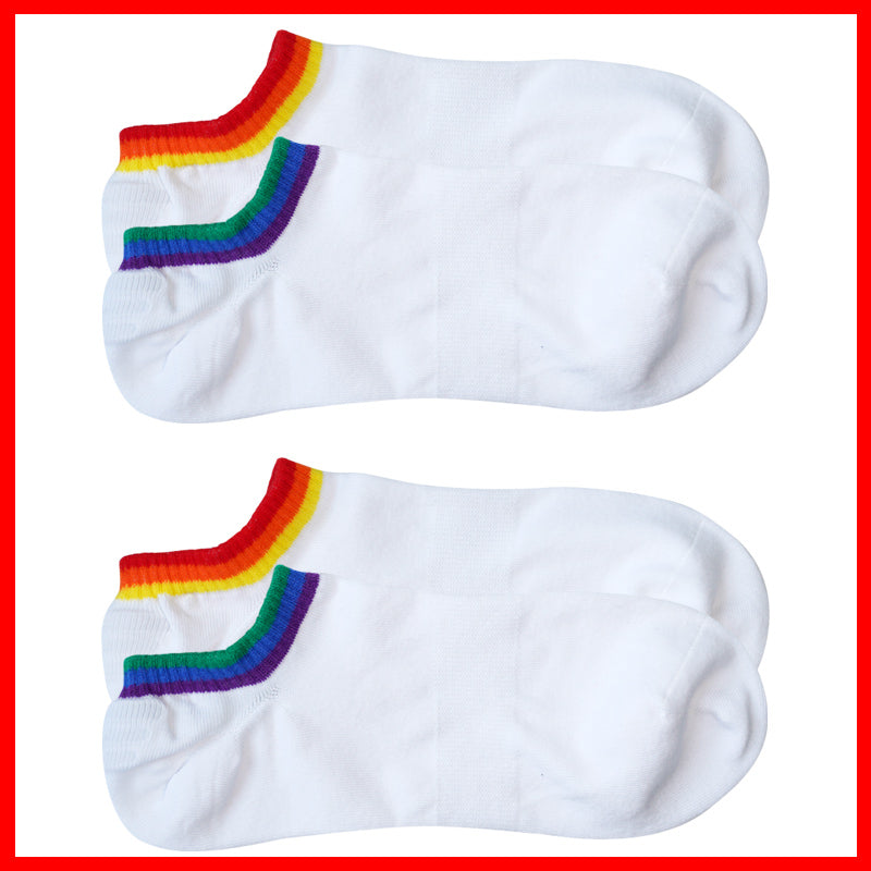 Men's Six-color Rainbow Left And Right Feet Thin Style Fitness Boat Socks