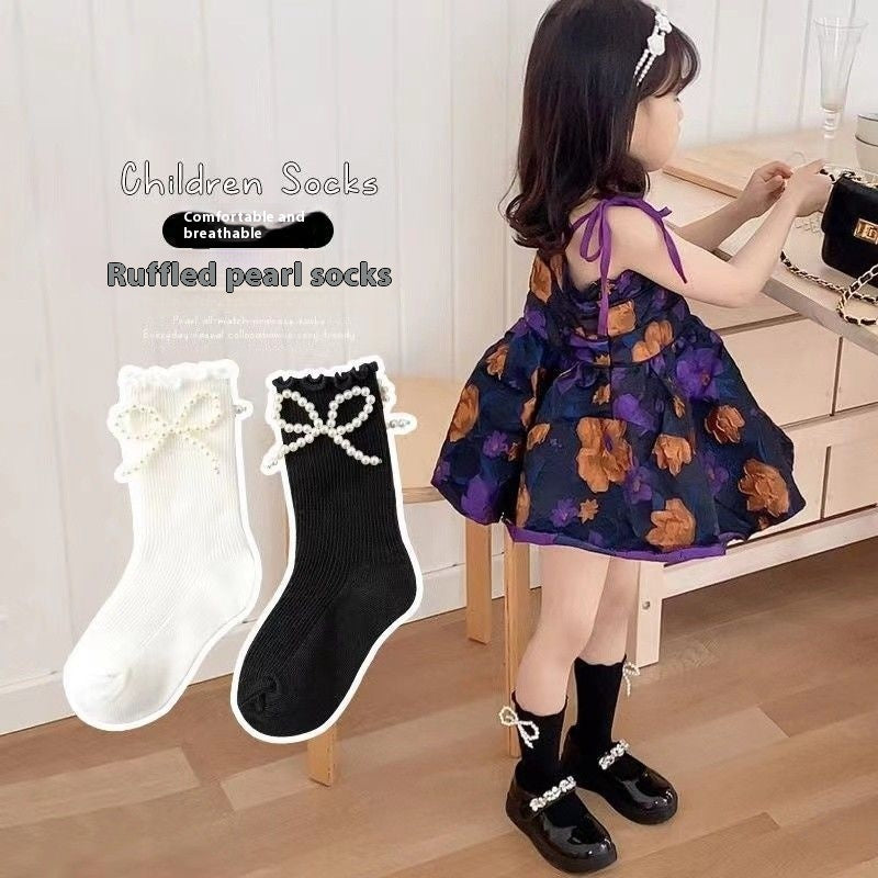 Pearl Girls' Socks Cute Japanese Style Children's Tube Socks