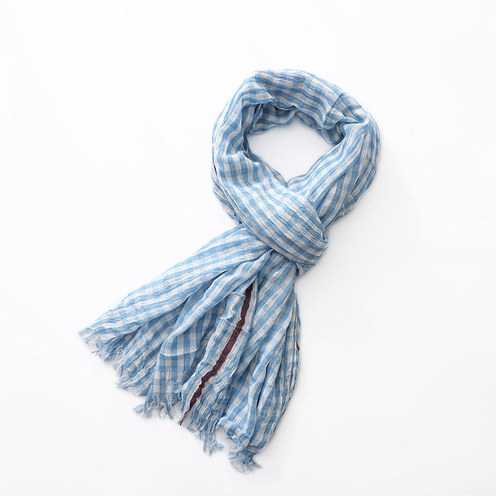 Plaid Scarf Men And Women Cotton Thin