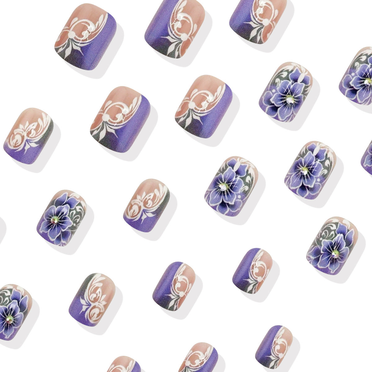Greyish Purple European-style Line Flower Design Wear Armor Nail Stickers