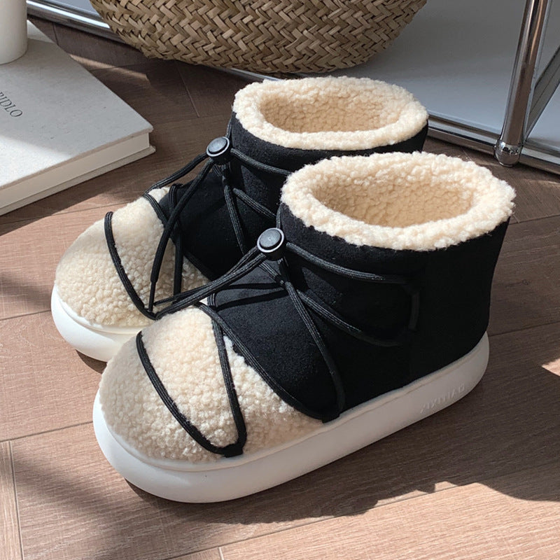 Women's Fashion Simple Vintage Lace-up Short Snow Boots