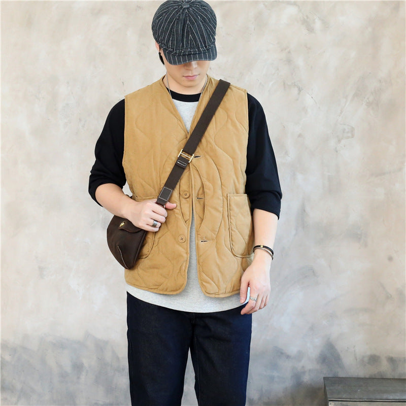 Winter Collarless Quilted Cotton-padded Jacket Vest Quilted