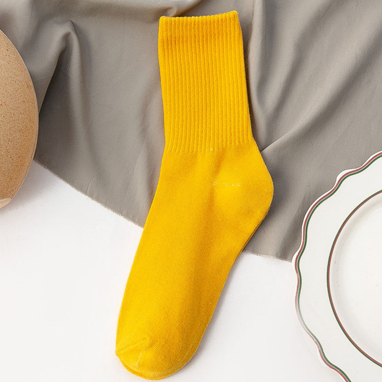 Candy-colored Mid-calf High Rubber Band Student Sports Socks