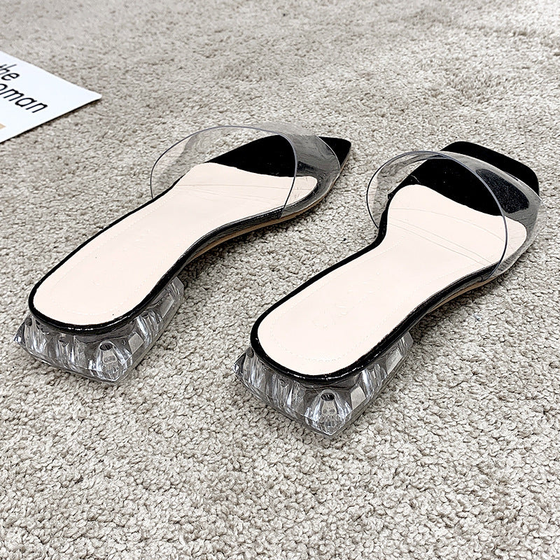 Thick Heel Half Drag Mid-heeled Shoes Temperament