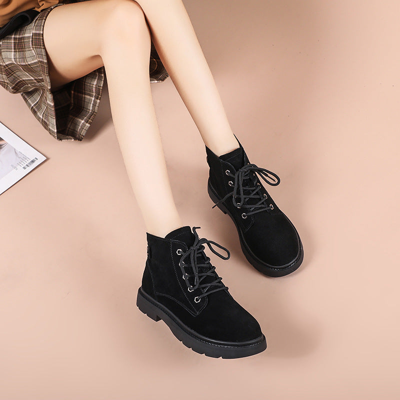 British Style Leather Thick Sole Increases In Height