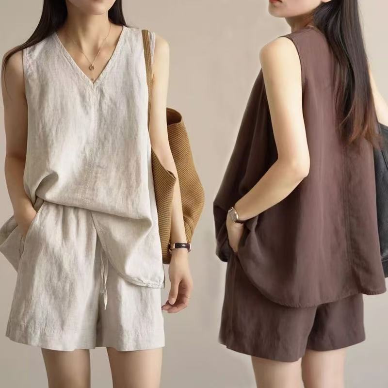 Womens Loose Casual Solid-color Fashion Two-piece Set