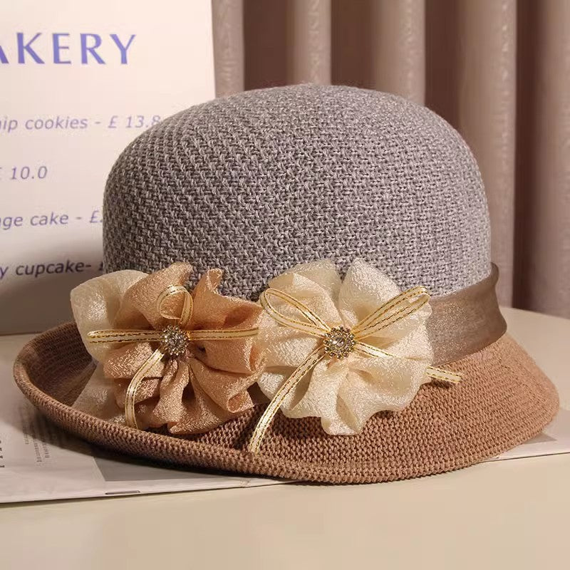 Women's Summer Retro British Sweet Flowers Bucket Hat