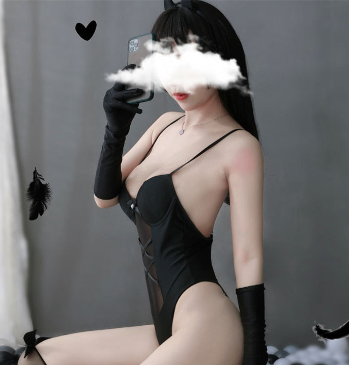 See-through One Piece Cup Buttocks Nightclub Bunny Girl
