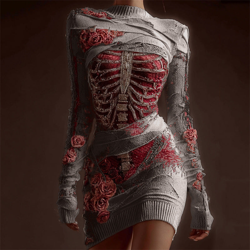 Women's Fashion 3D Digital Printing Hip Skirt