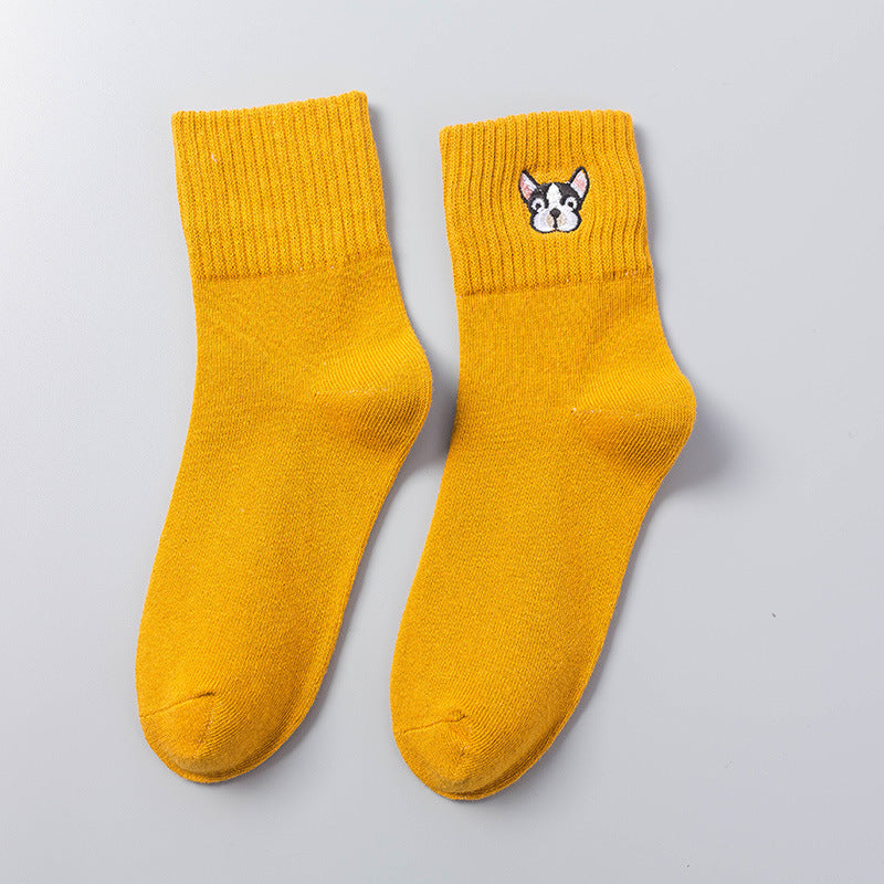 Cartoon Embroidered  In Tube Socks