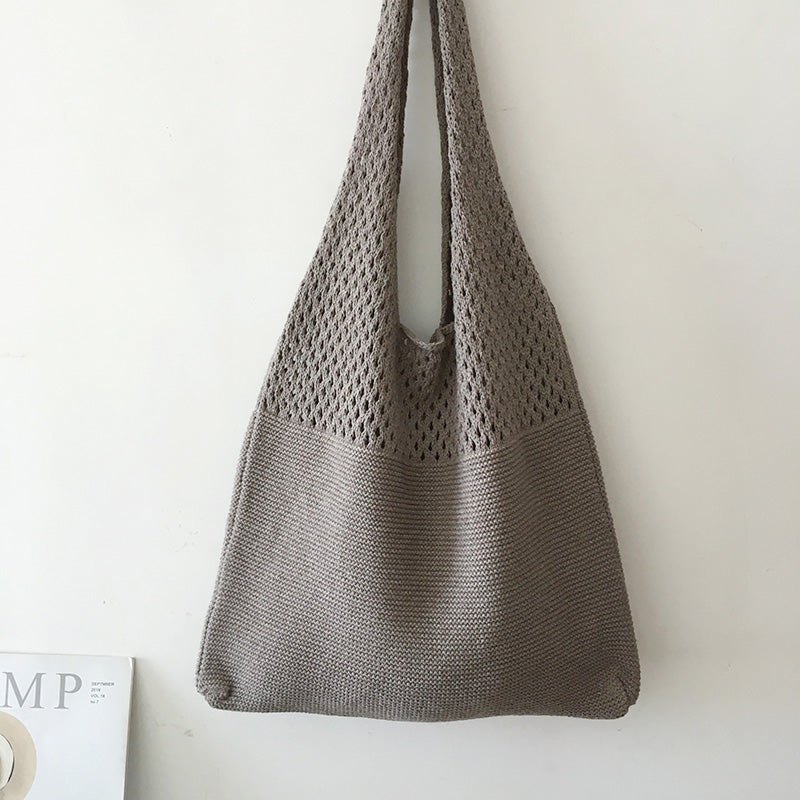Avocado Green Knit Tote One-Shoulder Sweater Bag