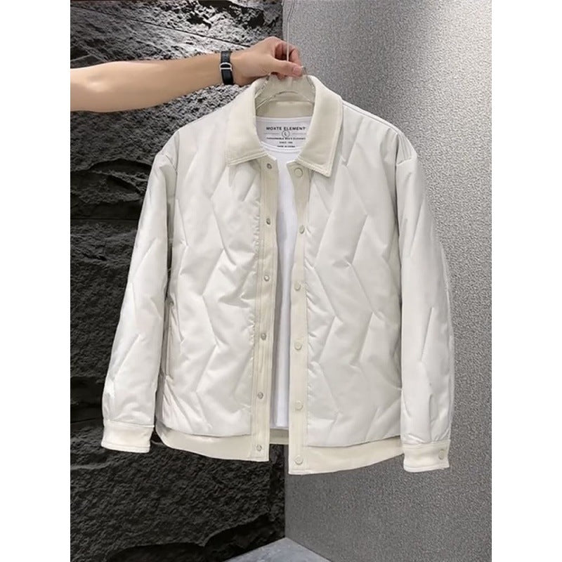 Men's Winter Lapel Color Matching Casual Cotton-padded Coat