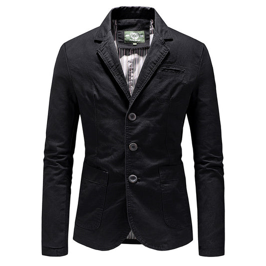 Men Single Breasted Solid Color Jacket