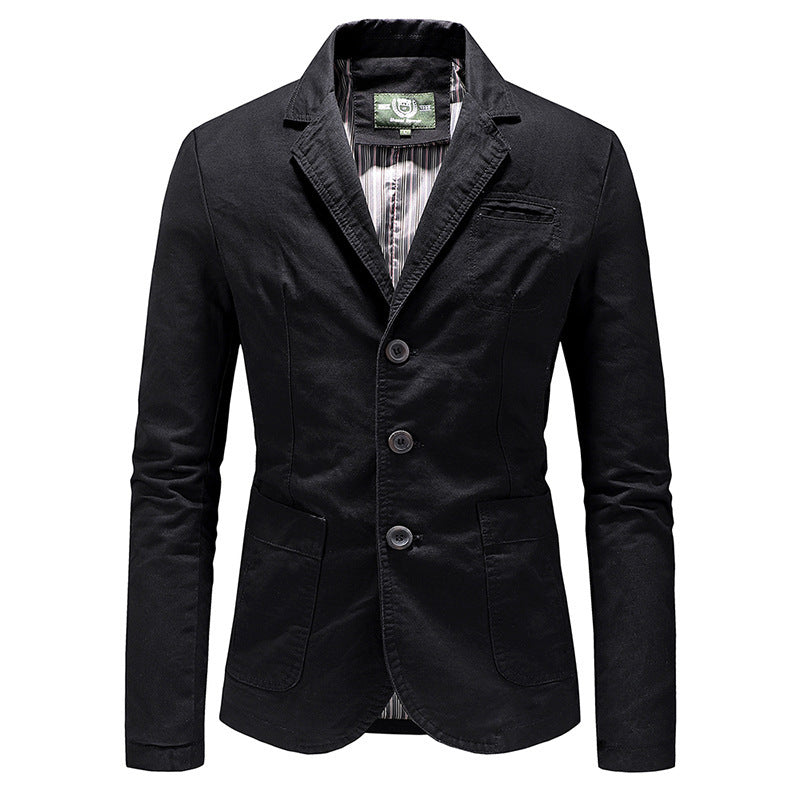 Men Single Breasted Solid Color Jacket