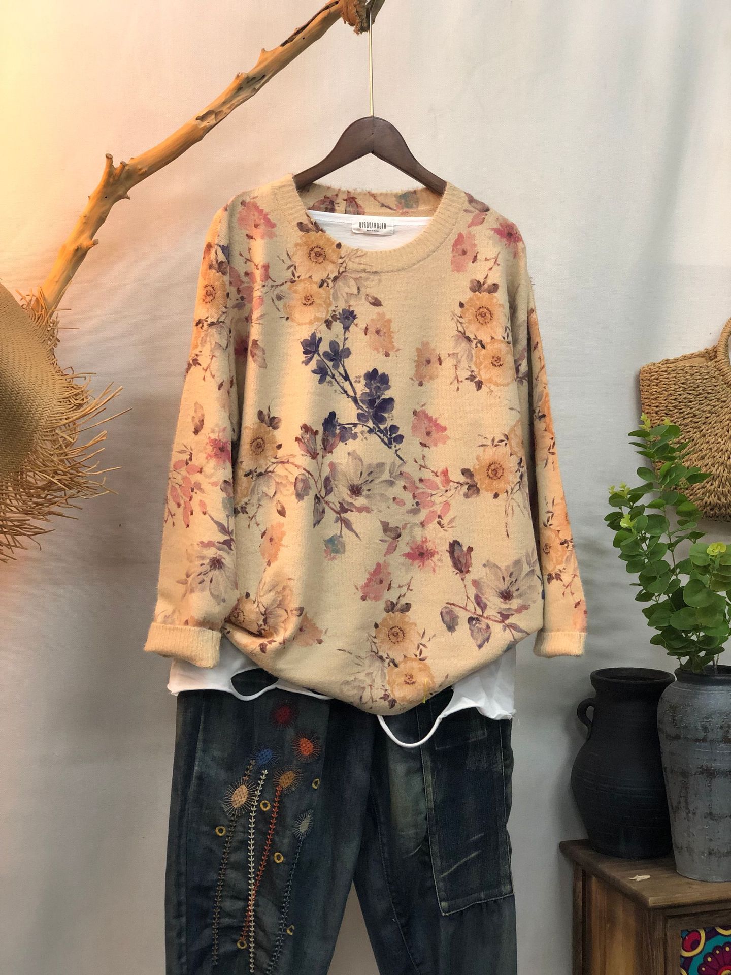 New Women's Loose-fitting Round-neck Sweater For Outerwear
