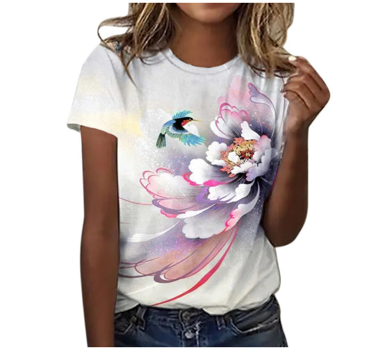 Digital 3D Printing Women's Street Style Short Sleeve