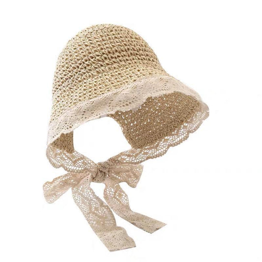 Dame Sommer Blonde Strandhat Lille Kyst