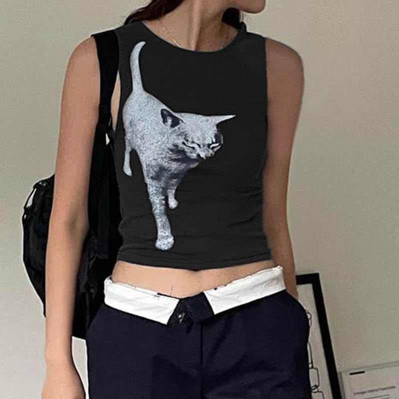 Printed Sleeveless Slim Fit Tank Top