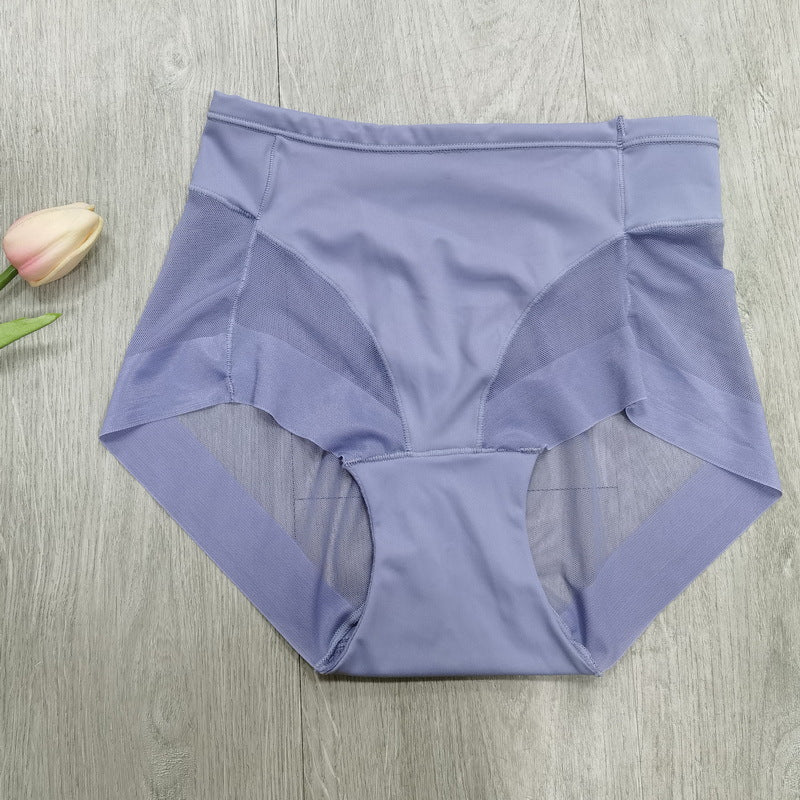 Summer High Waist Belly Pants Mesh Stitching Postpartum Belly Pants Breathable Ultra-thin Ladies Underwear