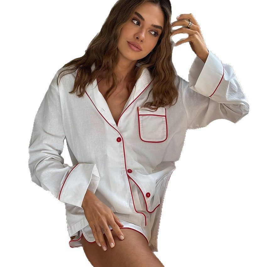 Solid-color Patchwork Casual Cozy Loungewear Two-piece Set