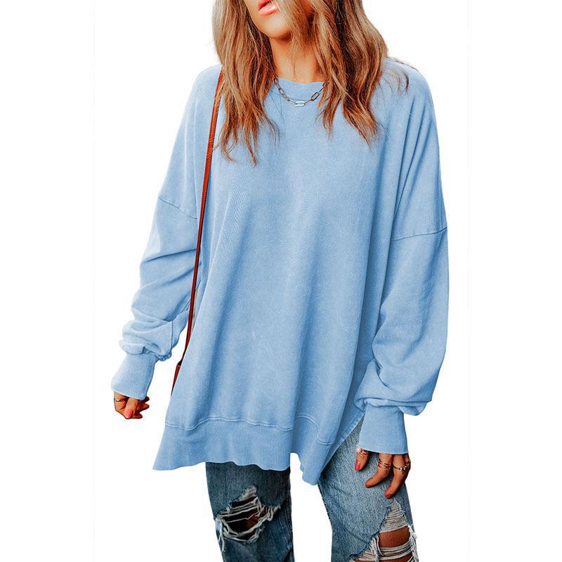 New Solid Color Loose Pullover Top Women