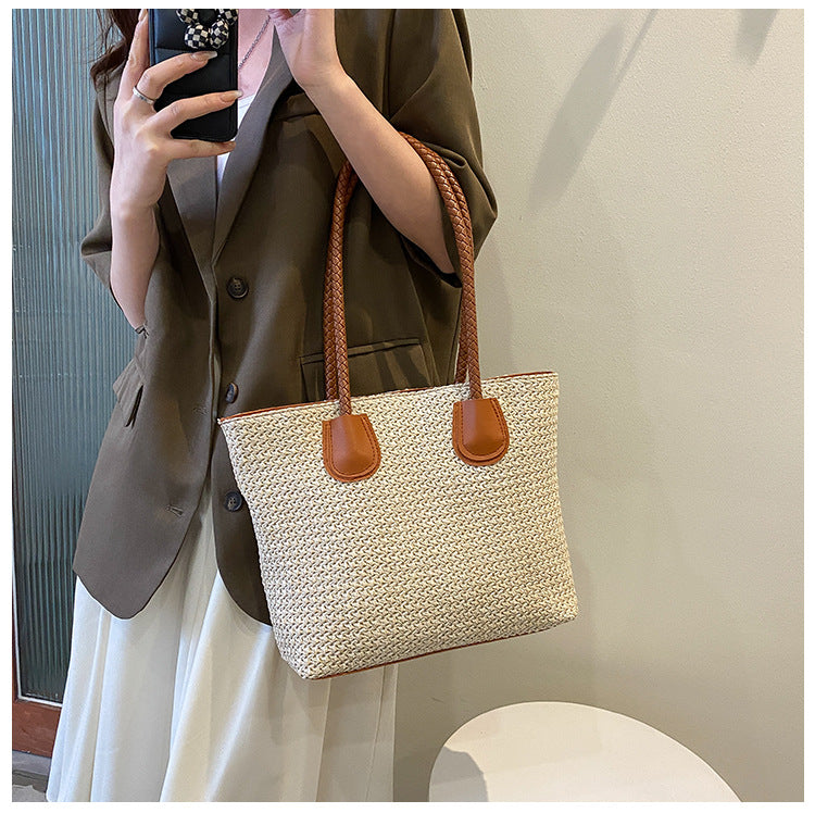 Braided Commuting Single Shoulder Tote Large Bag