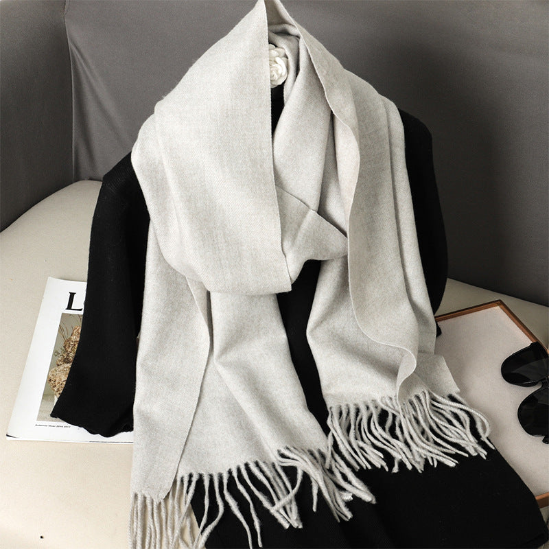 Solid Color Maillard Scarf Cashmere-like Women Warm Shawl