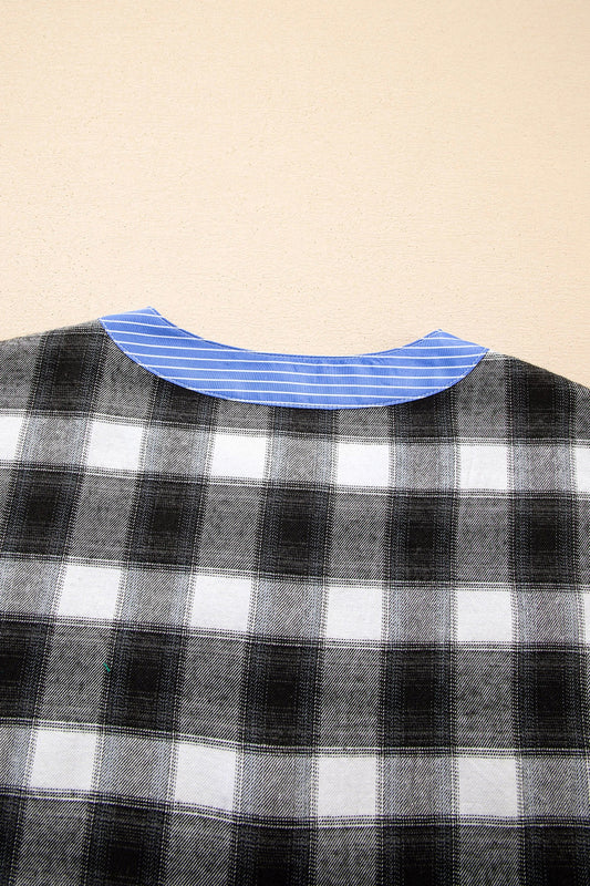 Women's Casual Fashion Patchwork Plaid Shirt