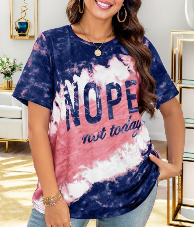 Løs T-shirt til kvinder med bogstavprint