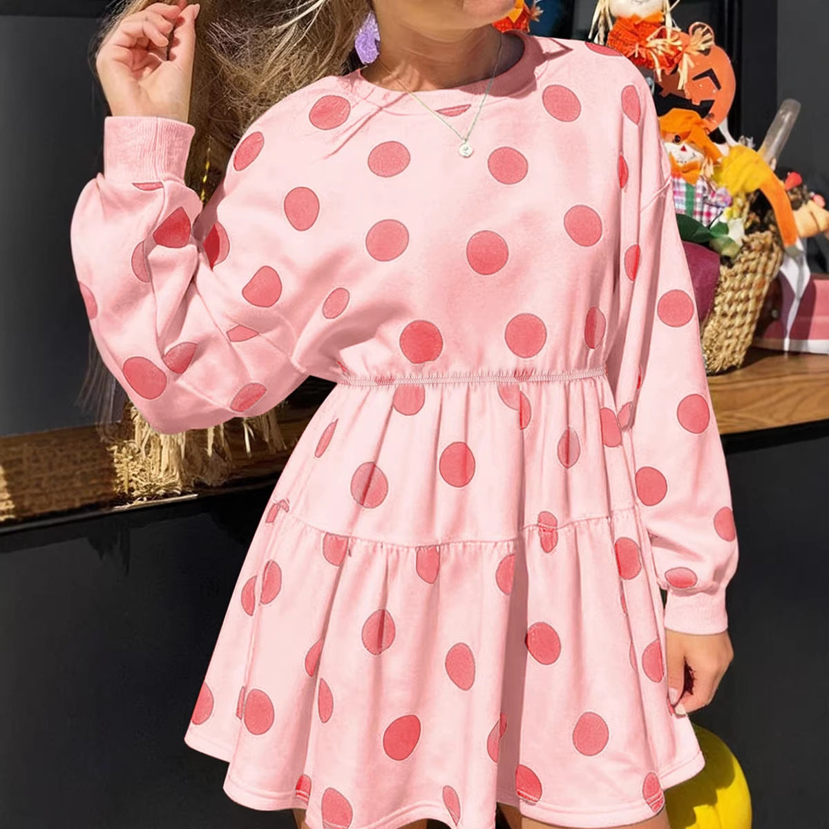 New High Waist Long Sleeves Dress For Women