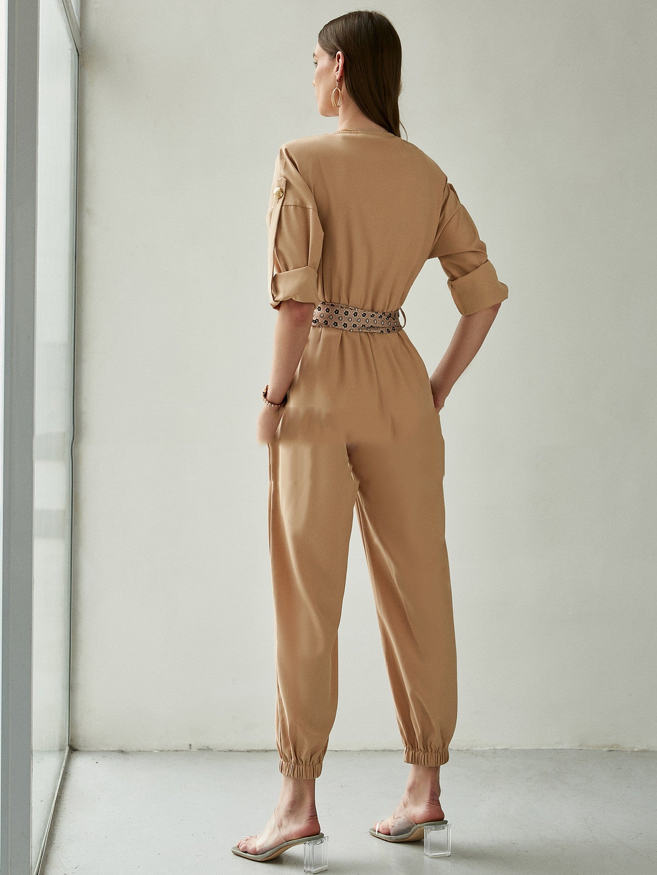 Mode Off-shoulder Løs Chiffon Western-stil Lolita Sløjfe Ensfarvet Kortærmet Jumpsuit