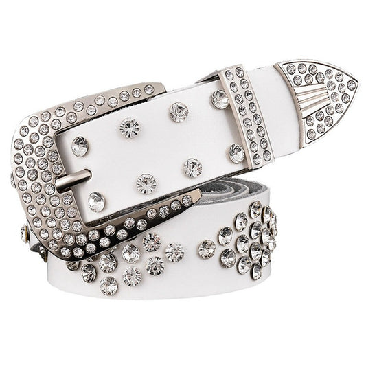 Leather Diamond Box Inlaid With Rhinestones Foreign Trade Ladies Pin Buckle Diamond Belt
