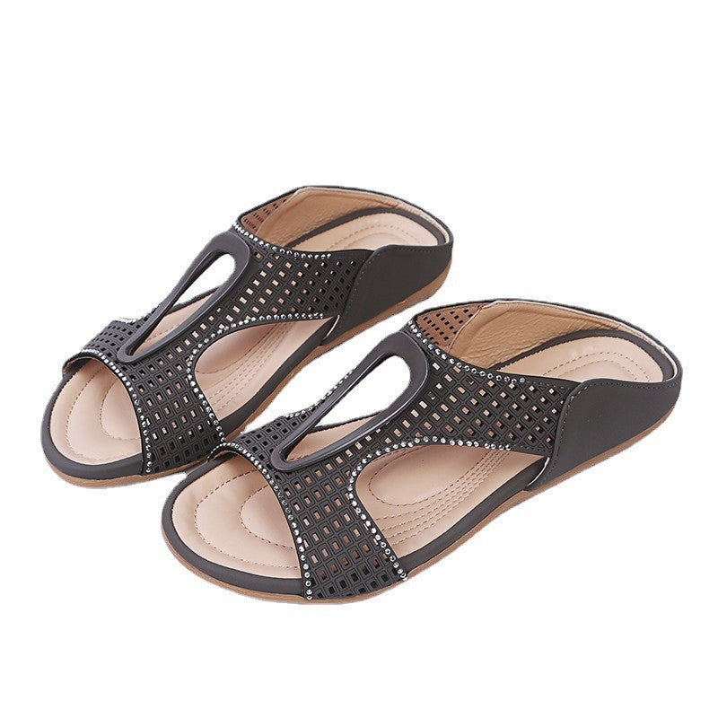 Mode Rhinestone Hule Store Størrelser Casual Hjemmesko
