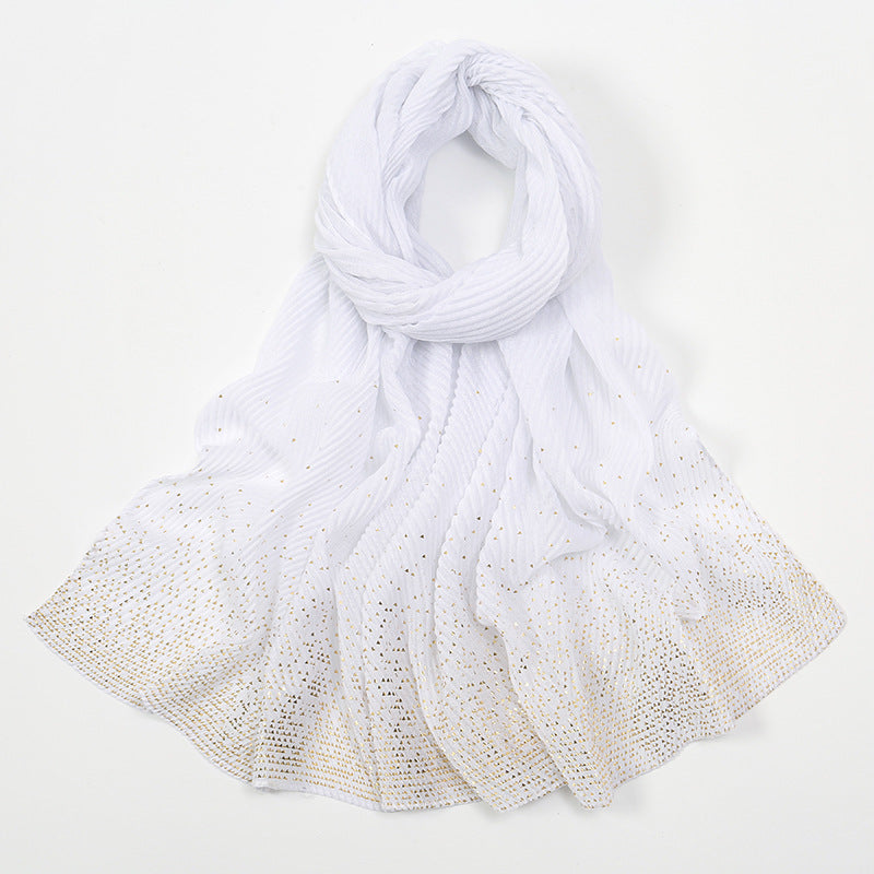 Gilding Crumpled Solid Color Polyester Scarf Women