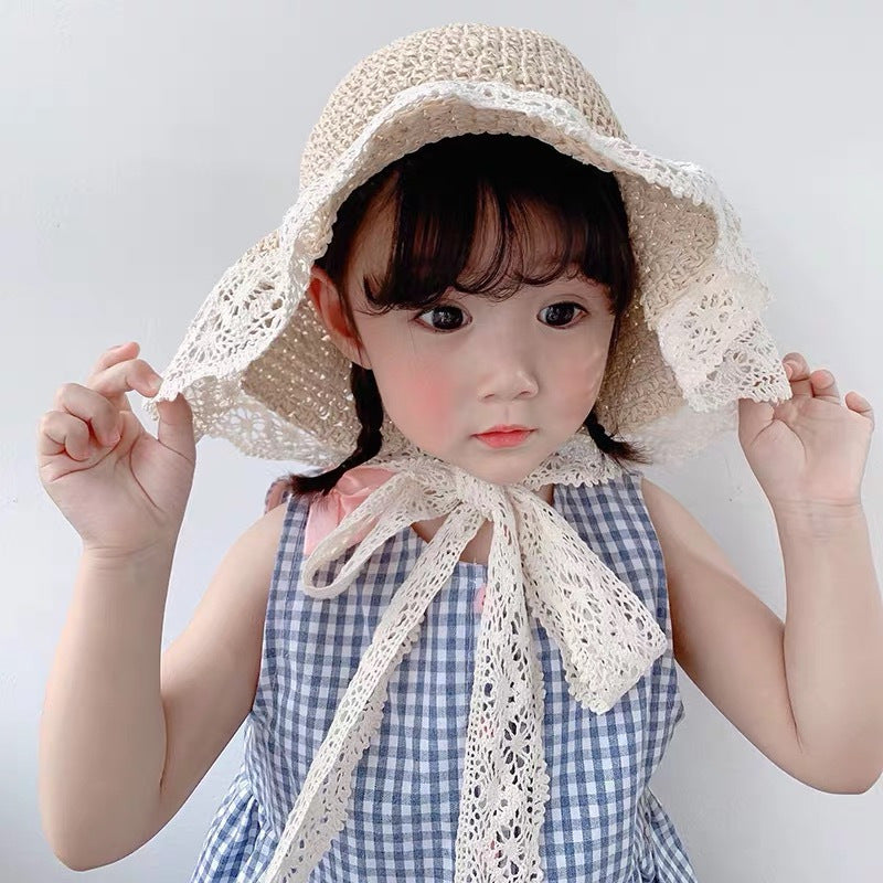 Lace Lace Sweet Sunshade Straw Hat Outdoor Sunscreen