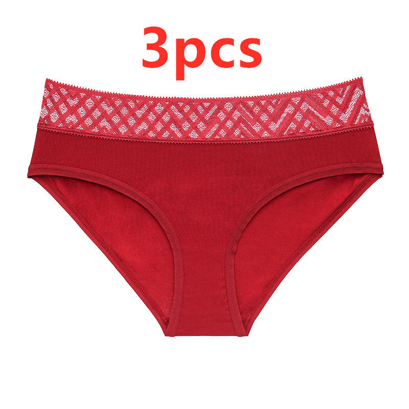 Medium and low waist underwear with lace trim