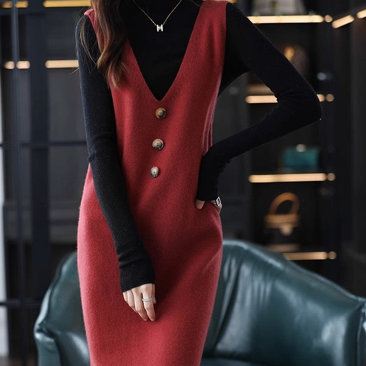 Knitted Vest Jumper Skirt Women's Outer Wear