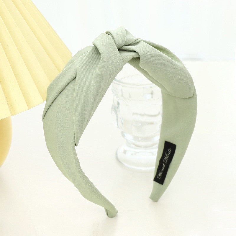 Pure Color Fabric Cross-knotted Headband Temperament Ladies
