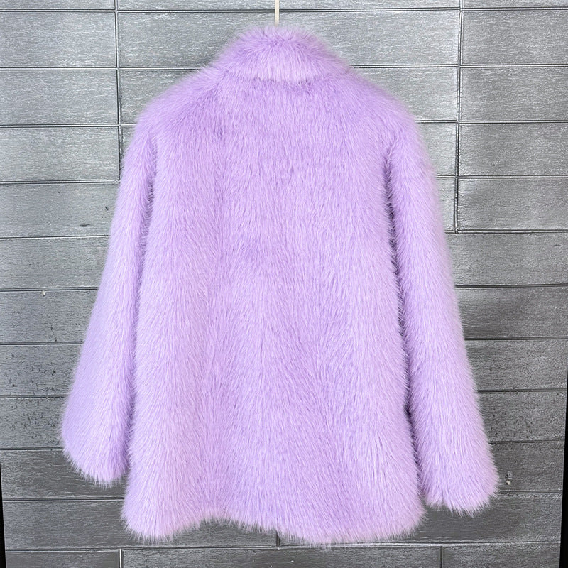 Minkpels Mellemlang Blazer Krave Faux Fur Frakke
