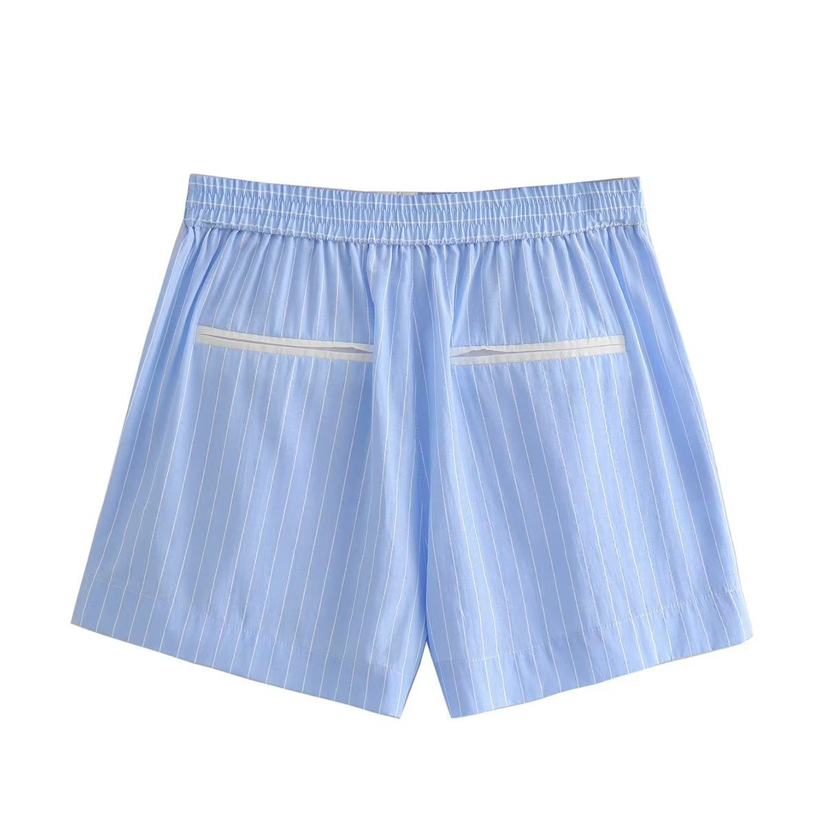 Long Sleeve Contrast Color Striped Shirt Shorts