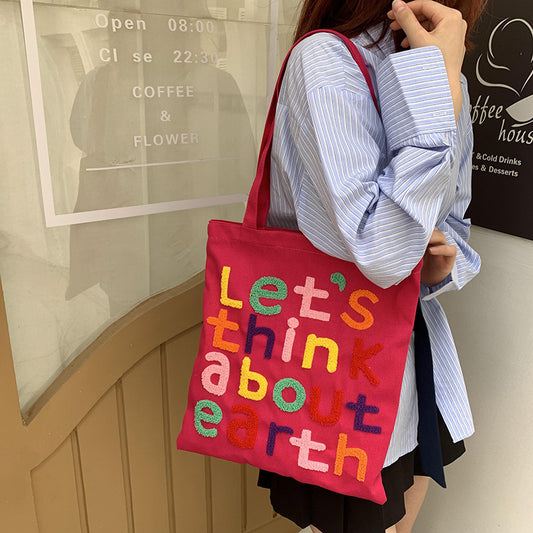 Letter Large Capacity Versatile Canvas Bag For Women
