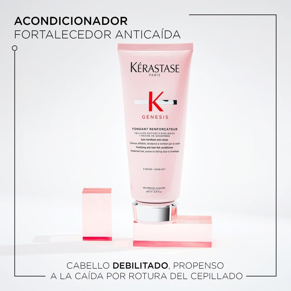 Kérastase Genesis, Acondicionador Fortificante, Tratamiento Anticaída, Sin Sulfatos Ni Siliconas, Desenredante, Para Pelo Frágil O Debilitado, Fondant Renforçateur, 200 Ml.