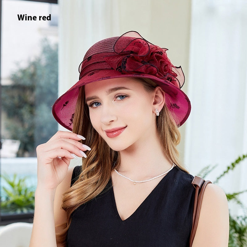 Sun Hat Female Organza Bucket Hat Sun Shade UV Protection