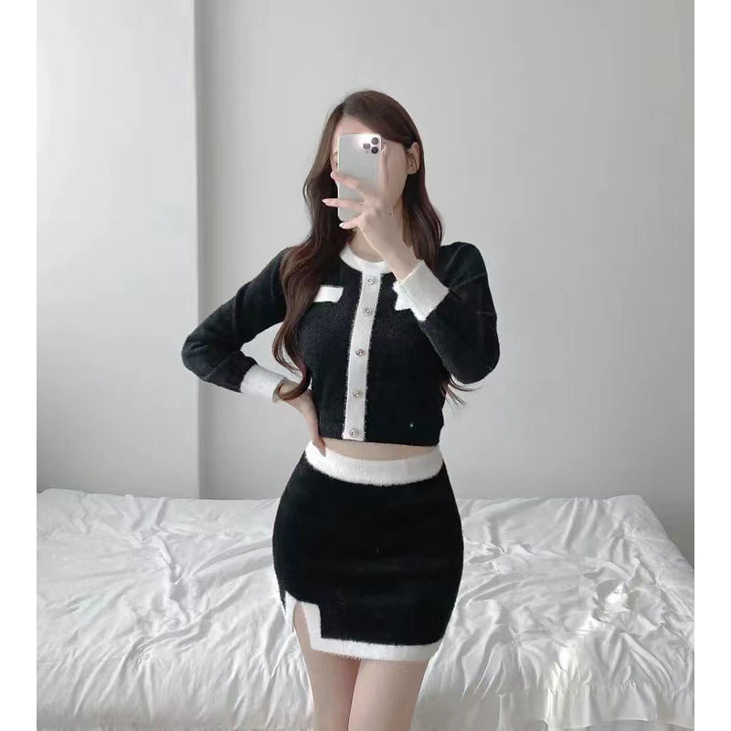 Chanel-style Sweater And Sheath Skirt For Women