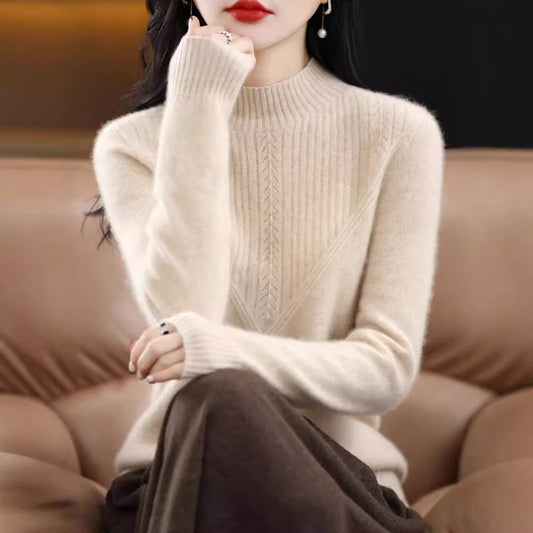 Front Line Færdiglavet Tøj Uld Halv Turtleneck Udhulet Sweater Underdel Top